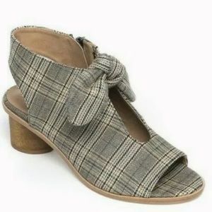 New Bernardo Anthropologie Luna Bow 6.5 Brown Plaid Shooties Shoes Boots Sandals